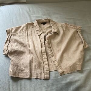 Buffalo David Bitton Tan linen crop top - M